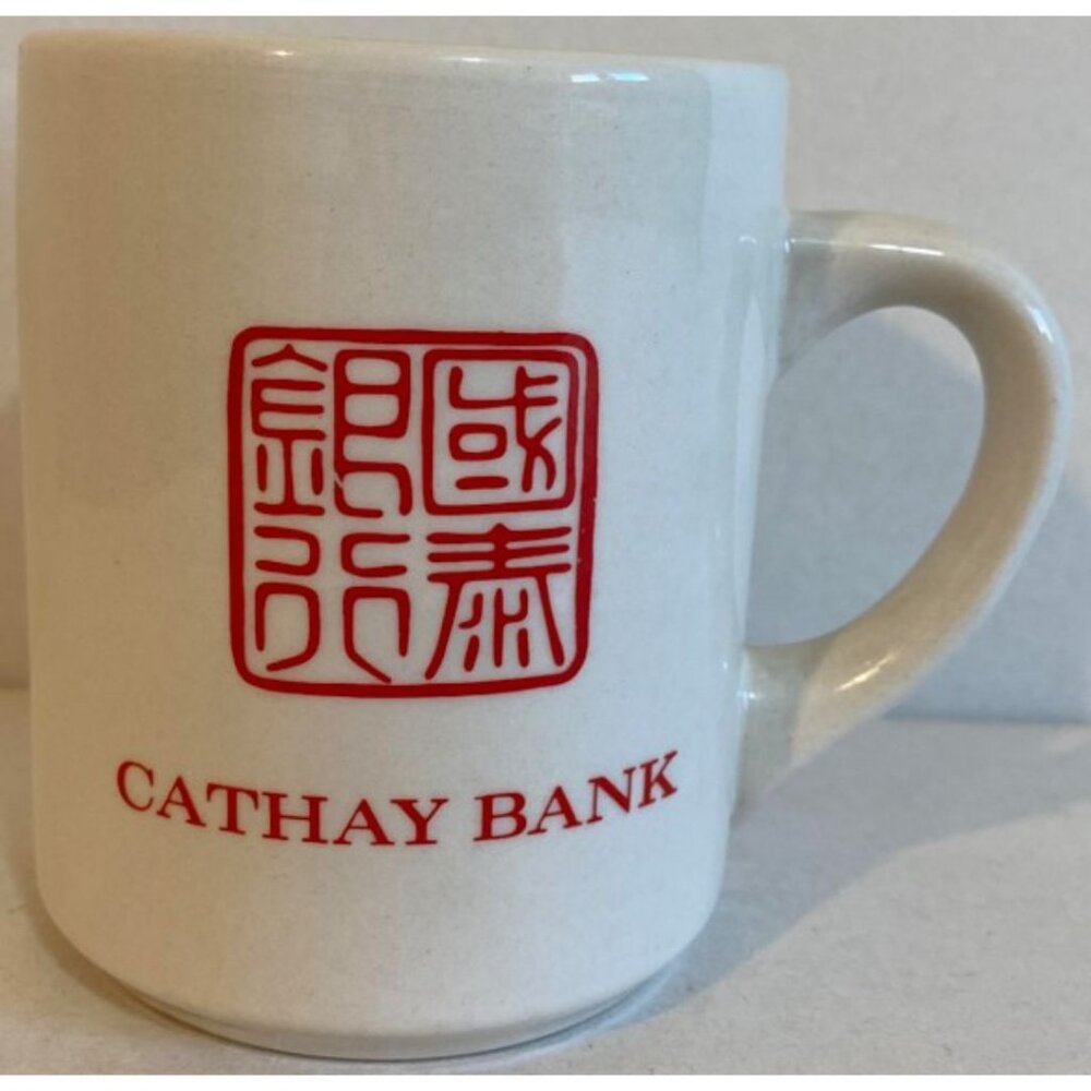 Vintage Ceramic Cathay Bank Collectible Mug Chinatown / Los Angeles / California